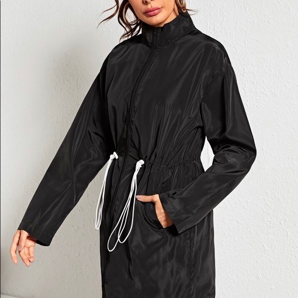 NWT Black Windbreaker Jacket Sporty Coat - Picture 5 of 7